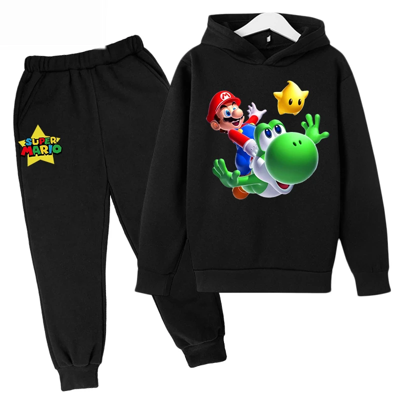 

Children's Sportswear Hoodie Mario-Bros Sweatshirts Boys And Girls Long Sleeve Spring Autumn Suit Streetwear Hoodie Pants 2pcs