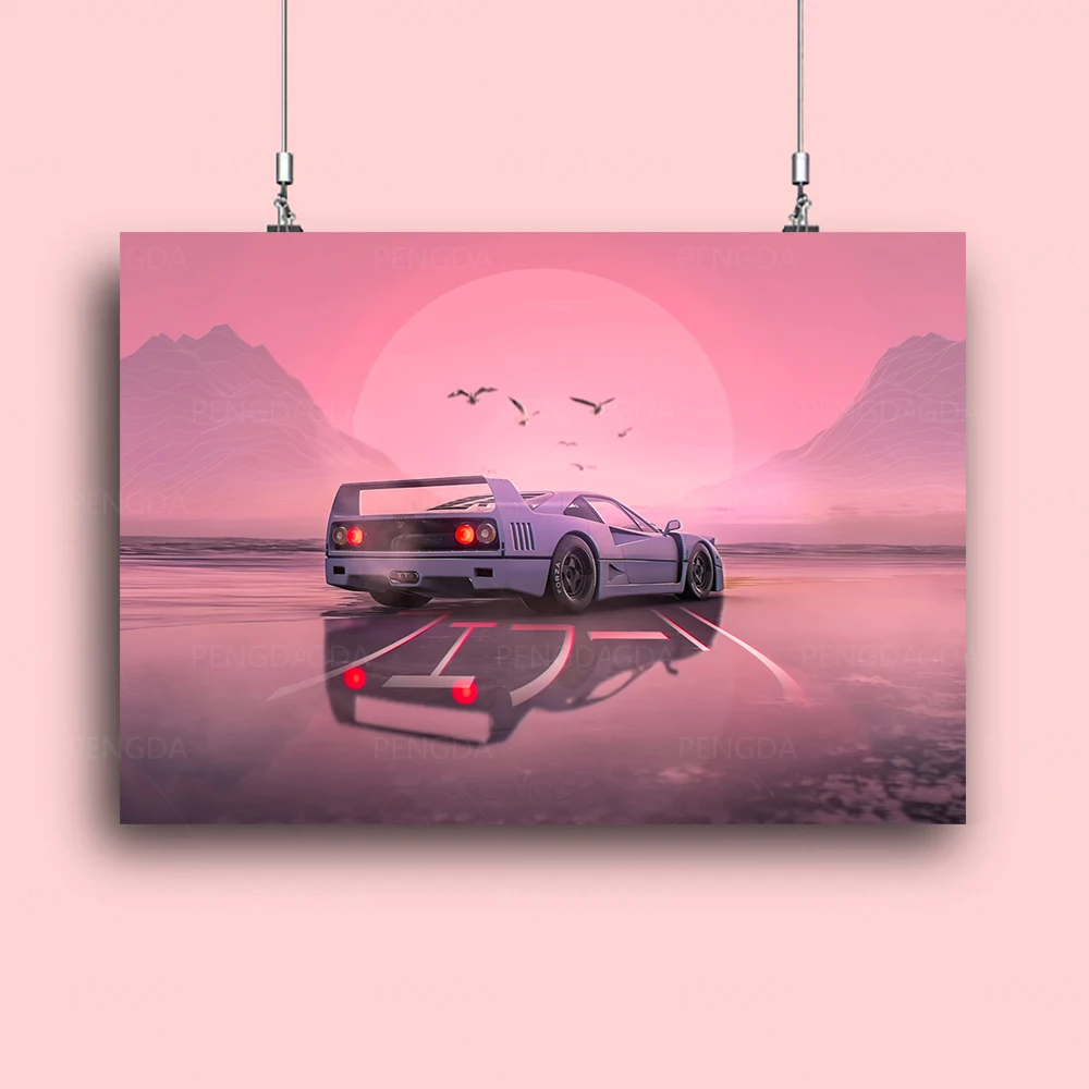 

Modular Canvas Vaporwave Pictures Poster Prints Pink Painting Home Decor Luxury Car Wall Art Anime For Living Room No Framework