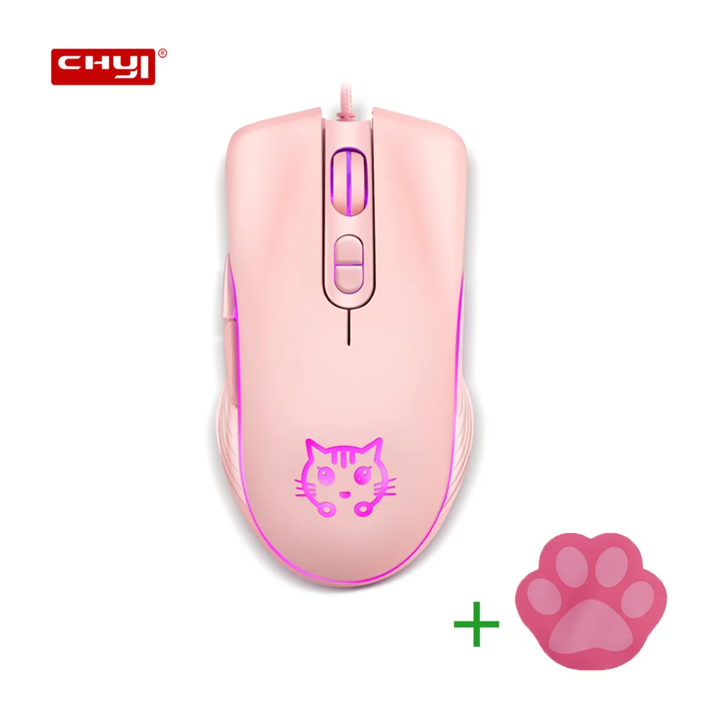 

6D 2400 DPI Mouse Ergonomic Matte Mute Mause with Mouse Pad Cute Pink Backlight Gaming Mice for PC Laptop Gamer Girls Gift