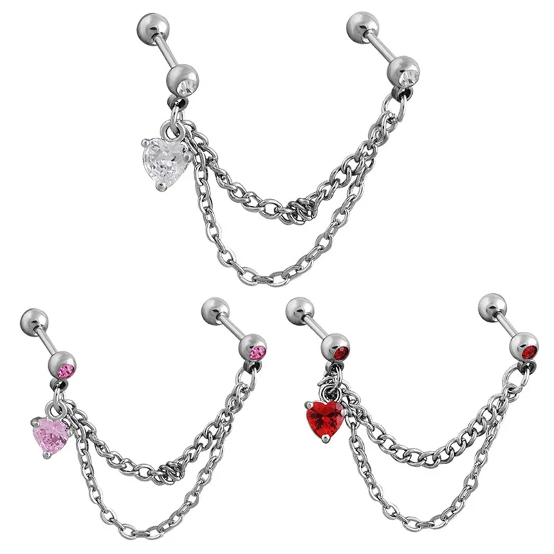 

Серьги-гвоздики из нержавеющей стали с подвеской, украшение для пирсинга мочек, сердец, Козелка, завитка ушной раковины, Женские Ювелирные и...