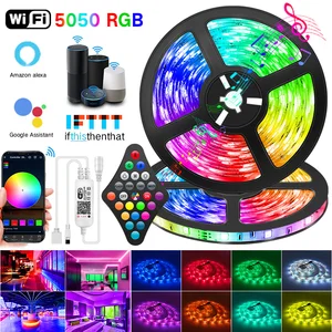Светодиодная ленсветильник Wi-Fi s Bluetooth RGB LED светильник 5050 SMD 2835 Гибкая 30M 25M водонепроницаемая лента диод DC WIFI 24K управление + адаптер