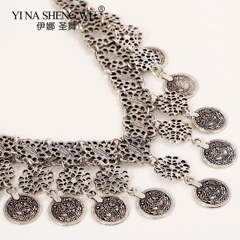 

Bohemia 2 Piece Set Belly Dance Bollywood Necklace Earrings Jewelry Set Sexy Woman Indian Dance Costume Accessories Wholesale