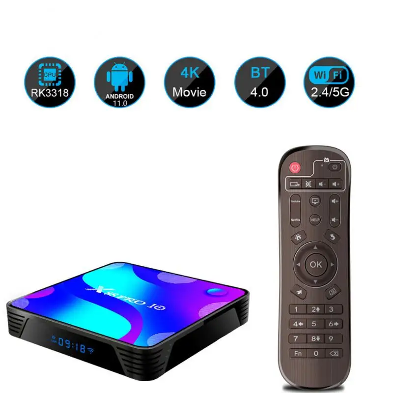 

Приставка Смарт-ТВ X88 PRO 10, Android 10,0, 4 + 64 ГБ, Rockchip RK3318