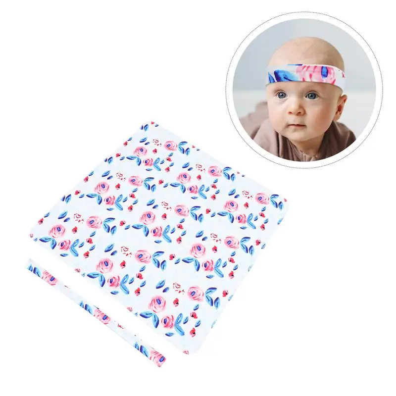 

2pcs Newborn Baby Swaddle Blanket Headband Sets Toddler Baby Shower Gift