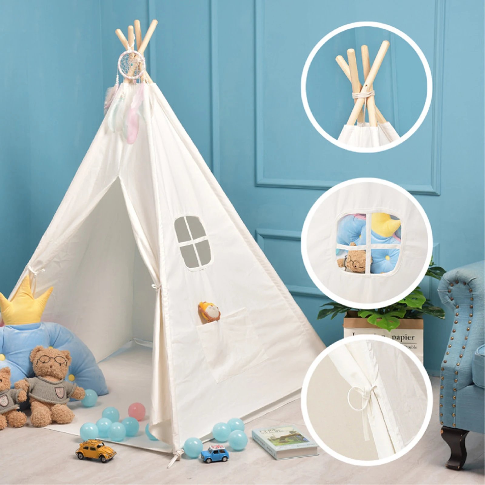 Newest Arrival Kid Tent Home Playing Room Indian Style Durable Strong Interaction Infant Toddler Side Pocket Tabernacle