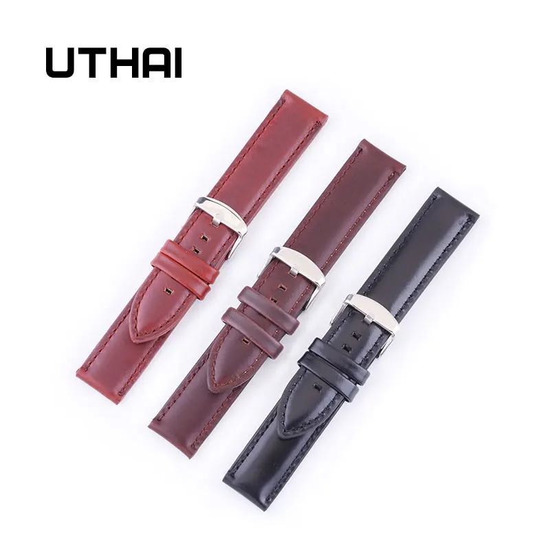 UTHAI P03 20 мм Телячья Натуральная кожа ремешок для часов с крокодиловым покрытием