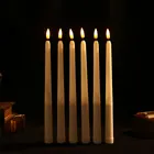 61224 шт. пластиковые мерцающие беспламенный светодиодный конус свечи с пламенем пули, 28 см Желтый Янтарный аккумулятор рождественские свечи