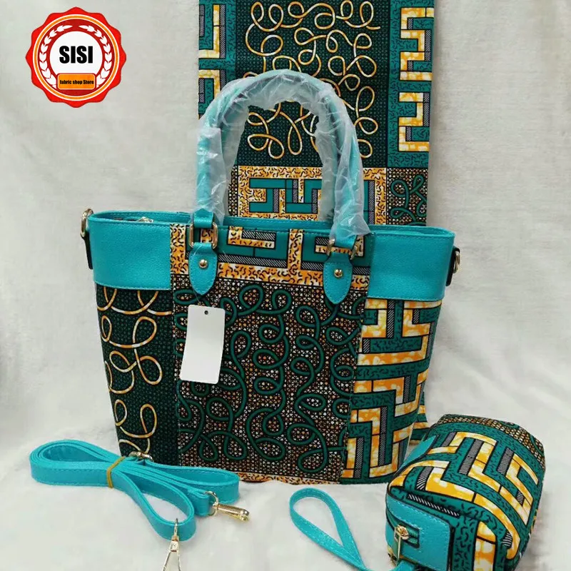 SISI 2019 Новое поступление африканская вощеная ткань сумочка набор высокое