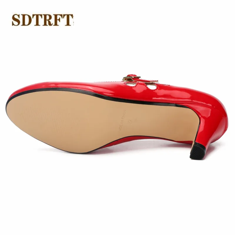 SDTRFT/демисезонные туфли на высоком каблуке 6 см zapatos mujer Туфли-лодочки с пряжкой и