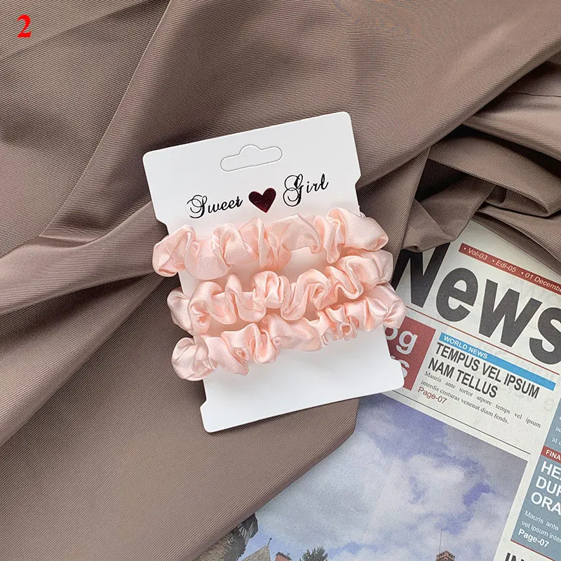 

3Pcs/set Simple Elastic Hair Bands Ponytail Holder Solid Color Satin Scrunchies Pack For Women Girls Hair Accessories Set