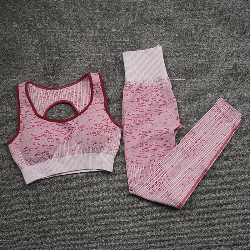 

Women Sportswear Yoga Set Stretch Trousers Workout Clothes Athletic Wear Sports Gym Leggings Seamless Fitness Bra Free Shipping