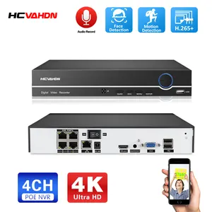 poe nvr h 265 4ch 4k audio home surveillance security ip camera poe cctv system p2p nvr ai face network video recorder free global shipping