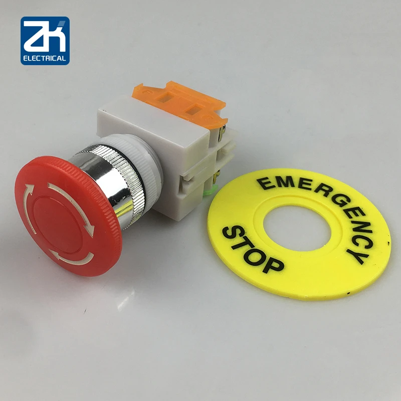 Крышка красного гриба 1no 1nc Кнопка аварийной остановки Ac 660 V 10a поворотный