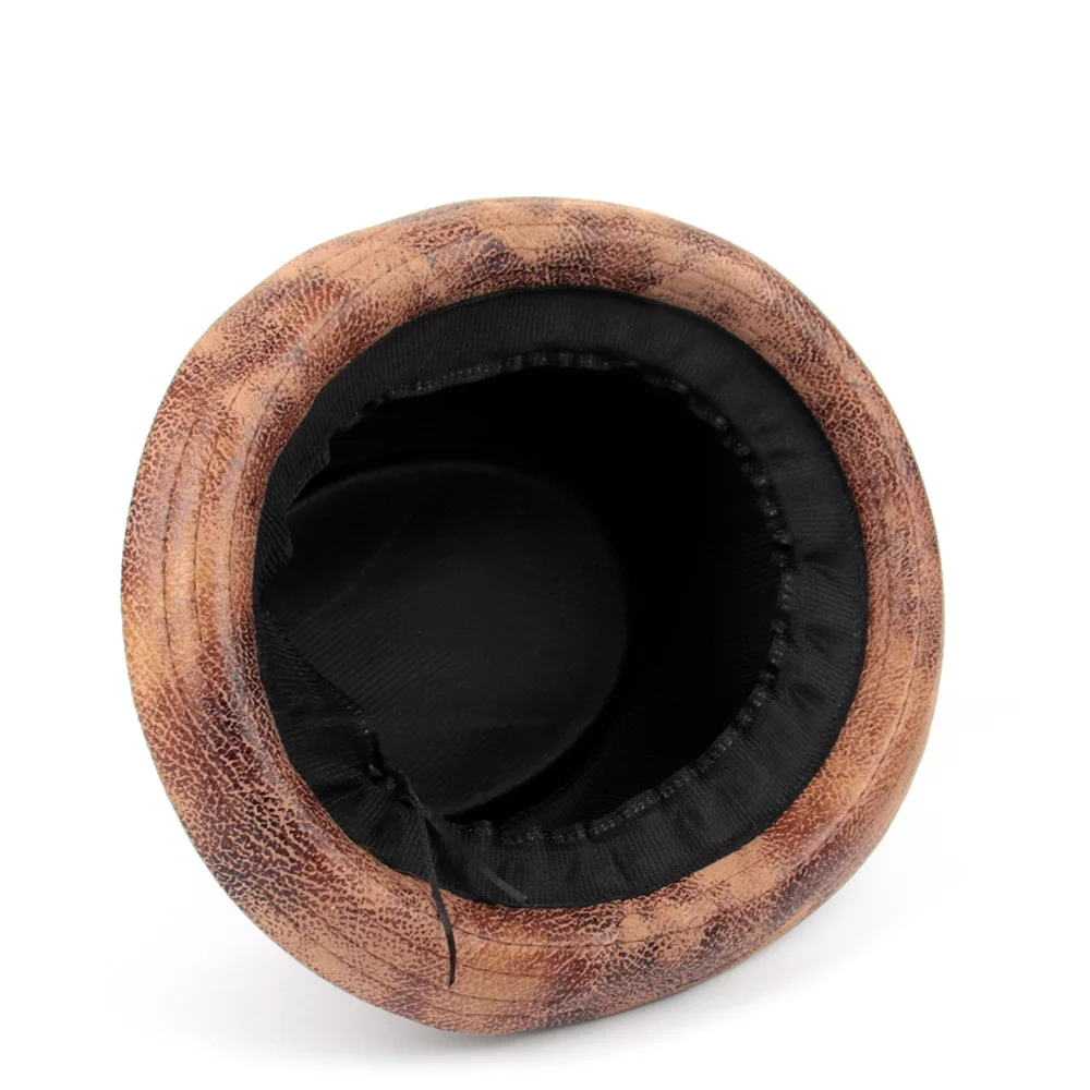Мужская кожаная шляпа Федора мужская плоская из свиного пирога для папы котелок