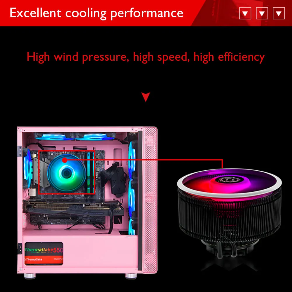 Кулер для процессора Tt Thermaltake охлаждающий вентилятор с бесшумным RGB подсветкой ПК