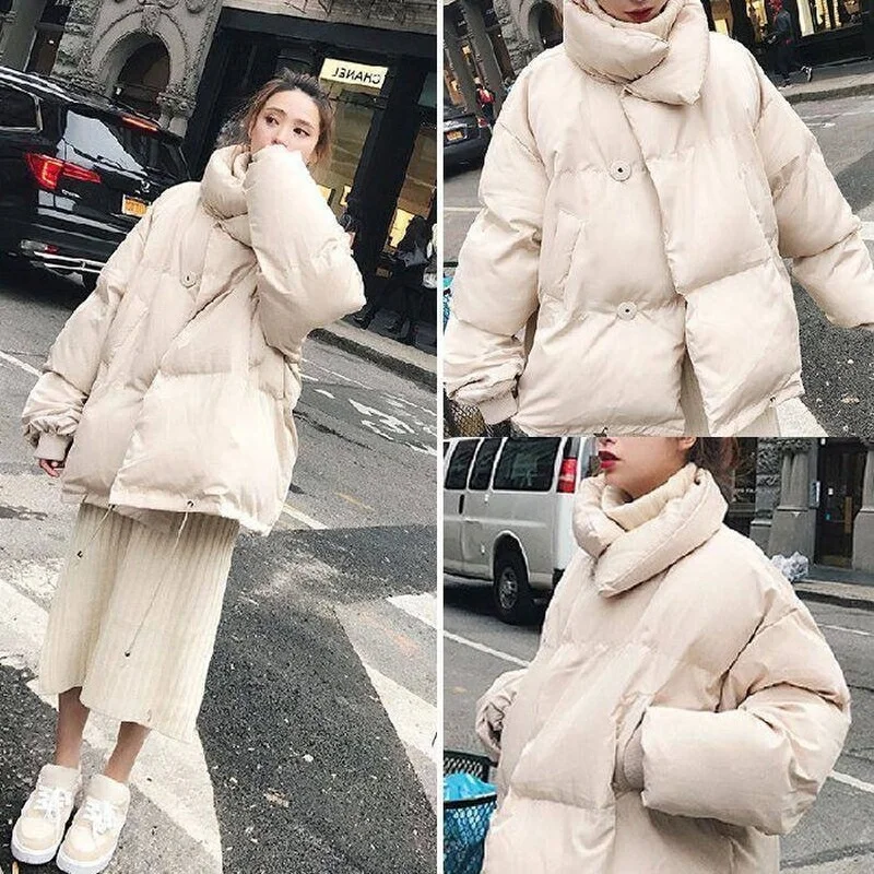 Winter Coat Version Parkas Loose Thickened Down Jacket Bread Clothes Jacket Female Short Paragraph Cocoon Cotton Clothes Parka