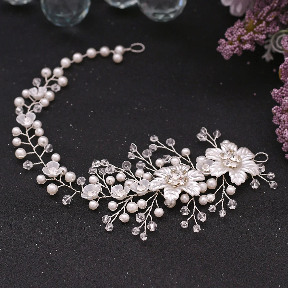 

Pearl Wedding Hair Accessories Bridal Headband Pearl Beaded Wedding Headpiece Bride Hair Pieces Women Hair Tiara Bridal Clips