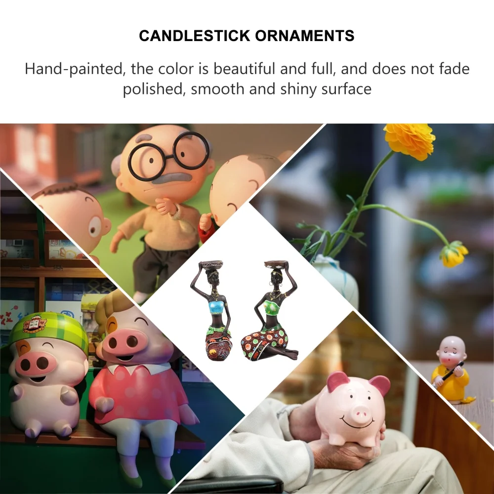 

2pcs Fashion Decorative Candlestick Unique Candlelit Ornament Candle Holder