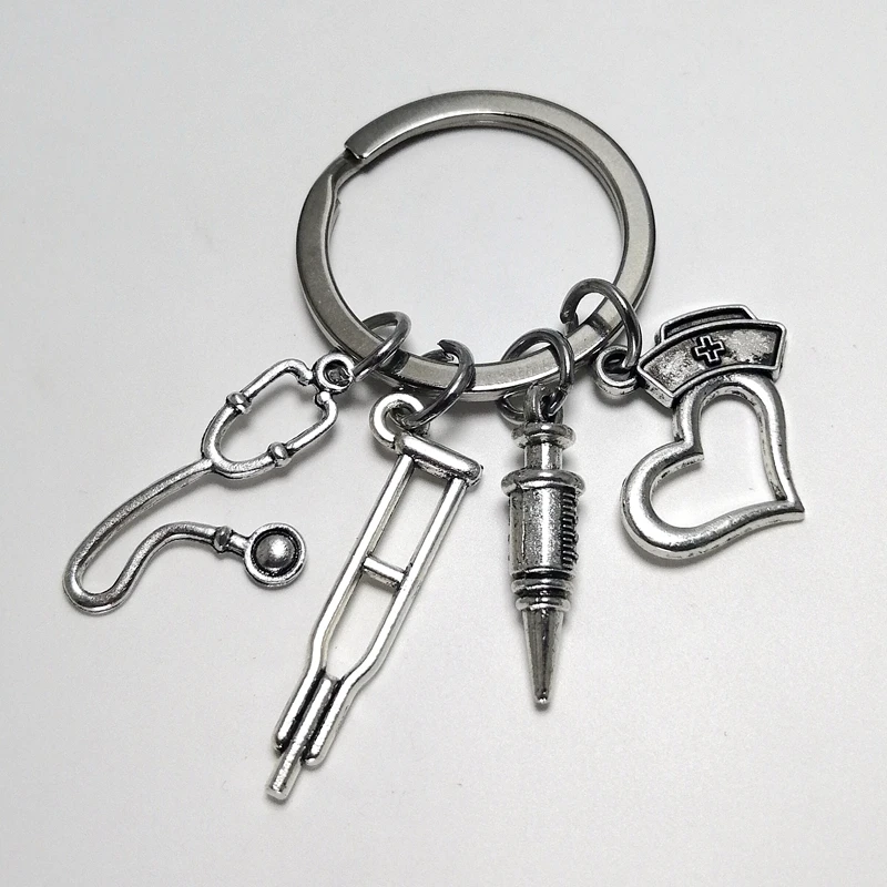 

Брелок в виде шапки медсестры, шприц-стетоскоп, забота о похищении, врач, медсестра, индивидуальные украшения ручной работы