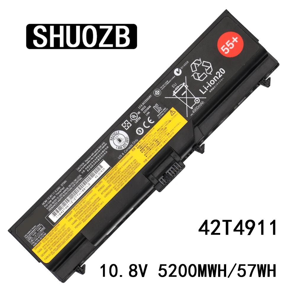 Аккумулятор для ноутбука SHUOZB 42T4911 10 8 В 57Wh 5200 мАч Lenovo ThinkPad 42T4912 L410 L412 L420 L421 W510 L510 L520
