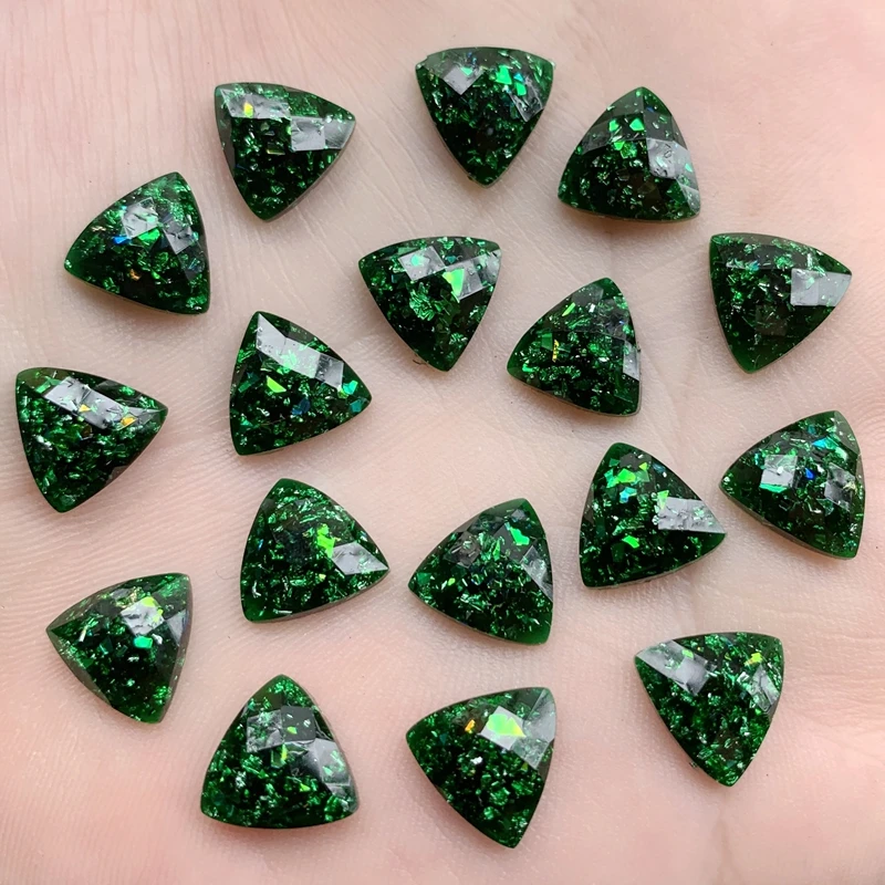Темно-зеленые кристаллы стразы 10 мм отделка плоские камни каучуковые бусины для