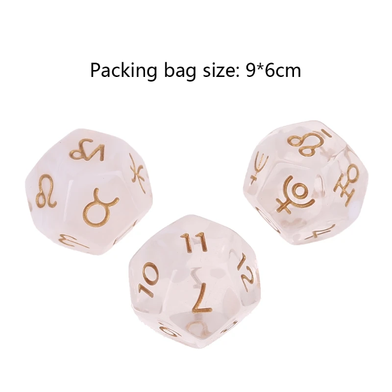 

3pcs/set 12-Sided Two-color Bleached Astrological Dices Table Board Role Playing