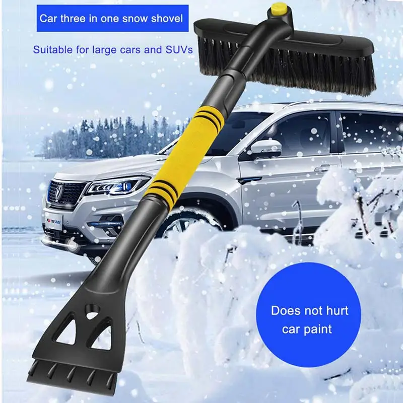 

Car Ice Scraper Three In One Snow Shovel Winter Easy To Carry Car Snow Brush With Rotating Brush Head