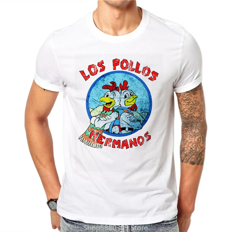 

2020 Мужская модная рубашка с надписью «во все тяжкие», футболка LOS POLLOS Hermanos, футболка с коротким рукавом с цыплятами и братьями, хипстерские т...