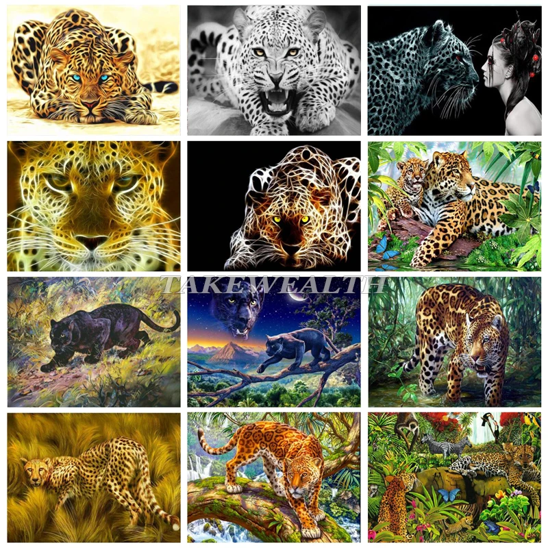 

5D DIY квадратная/круглая Алмазная картина леопардовая Вышивка крестом Алмазная Вышивка Узор горный хрусталь мозаика украшение дома TT940