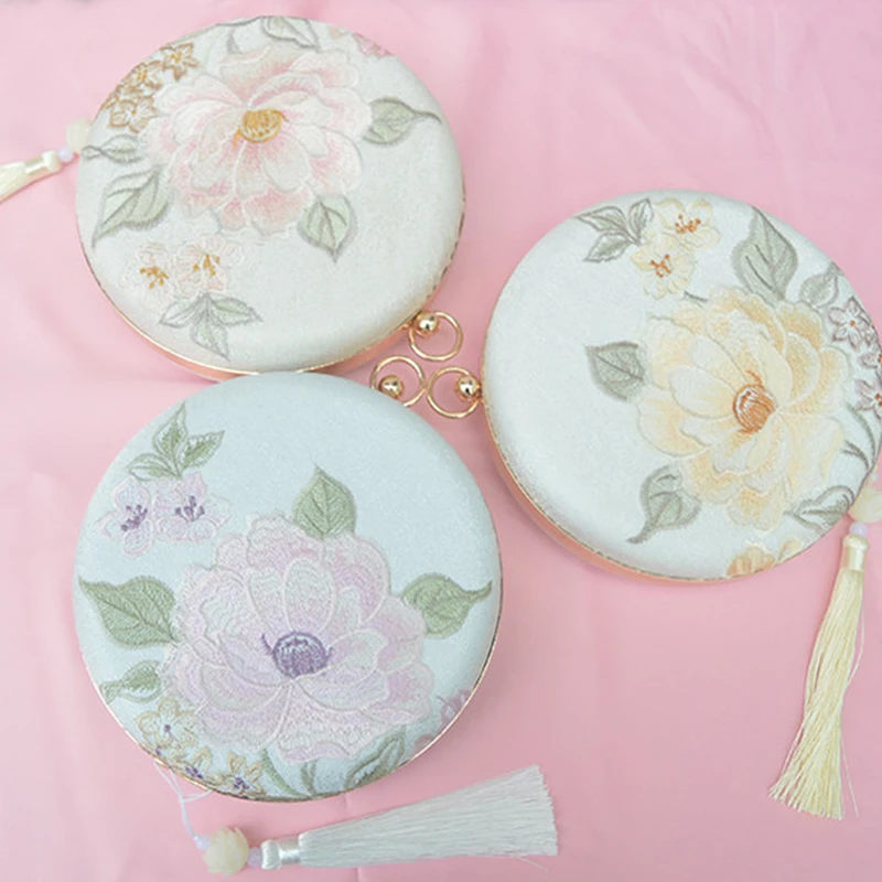 

2021 Jade Flower Fashion Circular Shoulder Bag Golden Chain Messenger Bags Ladies Purse Tassel Round Handbag Crossbody Bag