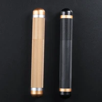 2pcslot metal cigar tube portable aluminum travel cigar case humidor holder mini cigar box for 1 17022mm cigar gold black