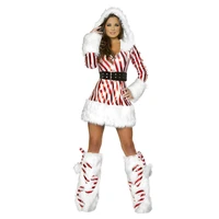 vocole christmas red white striped dress adults womens santa claus costume sexy cute xmas party new year outfit fancy dress