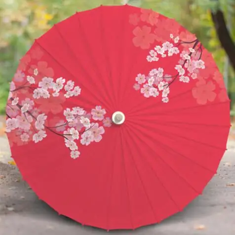 

Red Flower Oil Paper Umbrella Cosplay Amine Person Paper Parasol Japanese Chinese Wedding Decoration Hanging Paper Umbrella