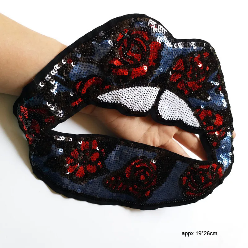 Модные Ретро блестящие нашивки для одежды сделай сам нашивка губ вышивка