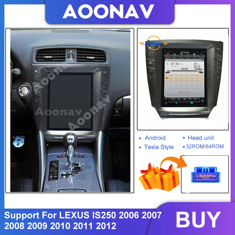 Tesla стиль вертикальный Автомобильный мультимедийный Видео Аудио плеер для LEXUS IS200