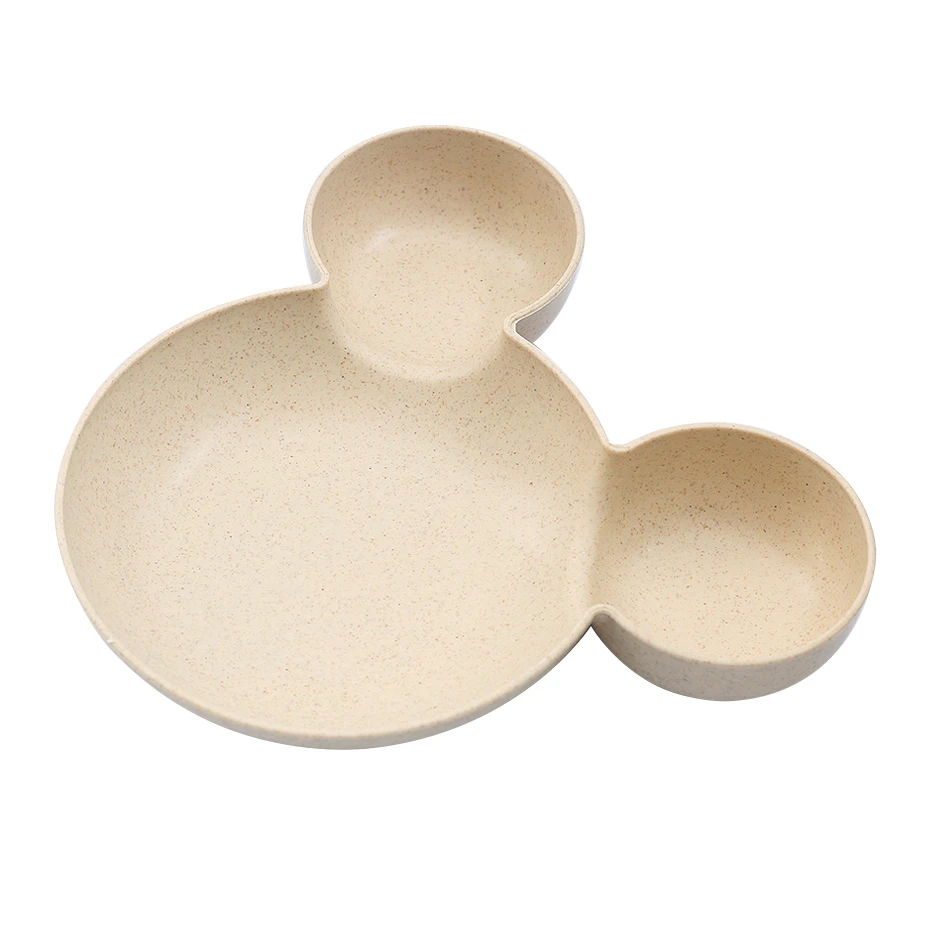 Beige Bowl Детская посуда мультфильм дети разделенные тарелки пищевой эко пшеничной соломы детская тарелка детская столовая утварь для кормления еды блюда - Цвет: Beige Bowl
