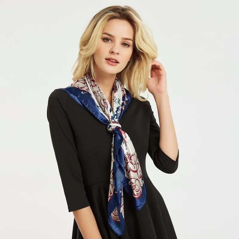 Женский атласный квадратный шарф с принтом элегантный и удобный Блестящий