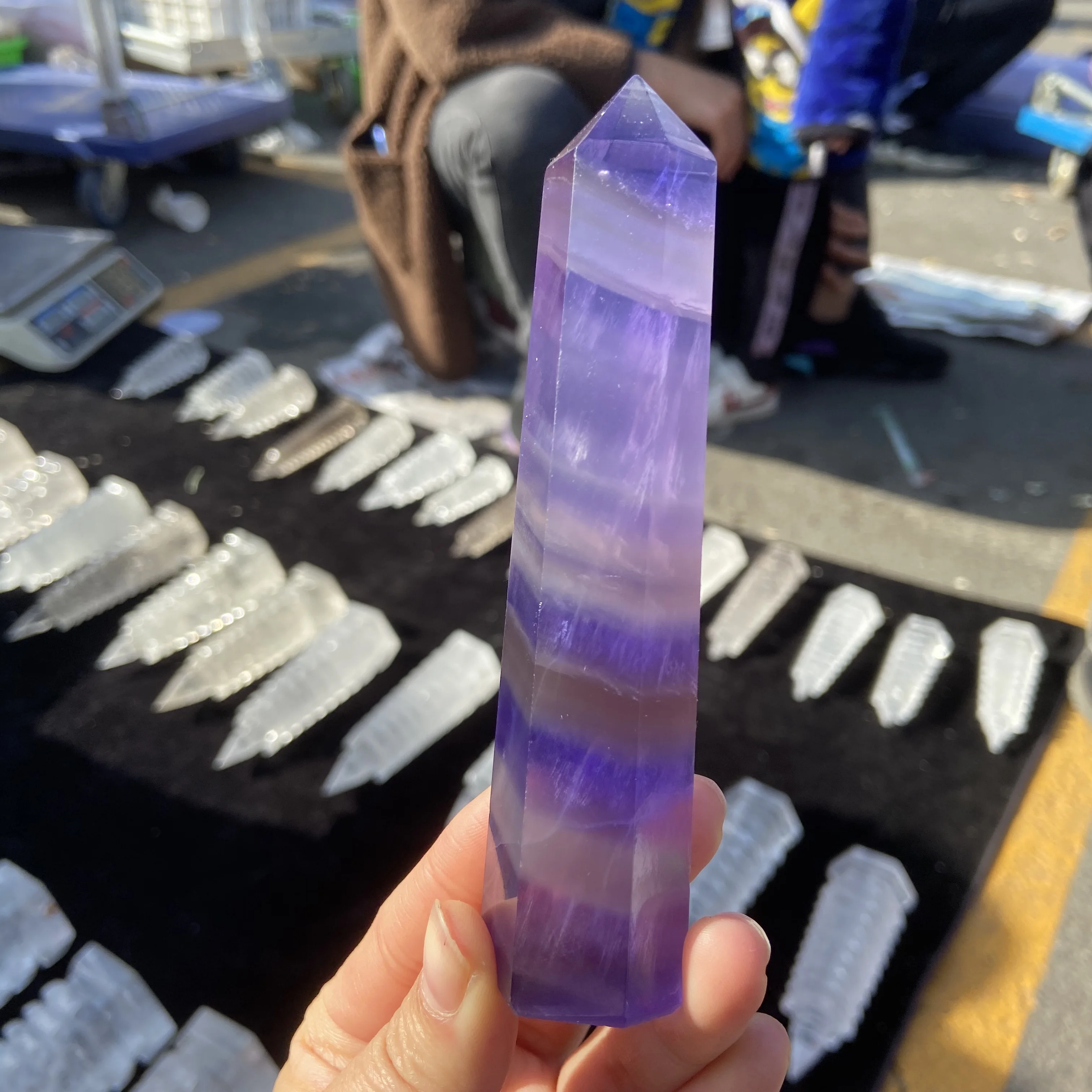 

Высококачественная натуральная Хрустальная фиолетовая флуоритовая башня, энергетическое исцеление для украшения дома BB