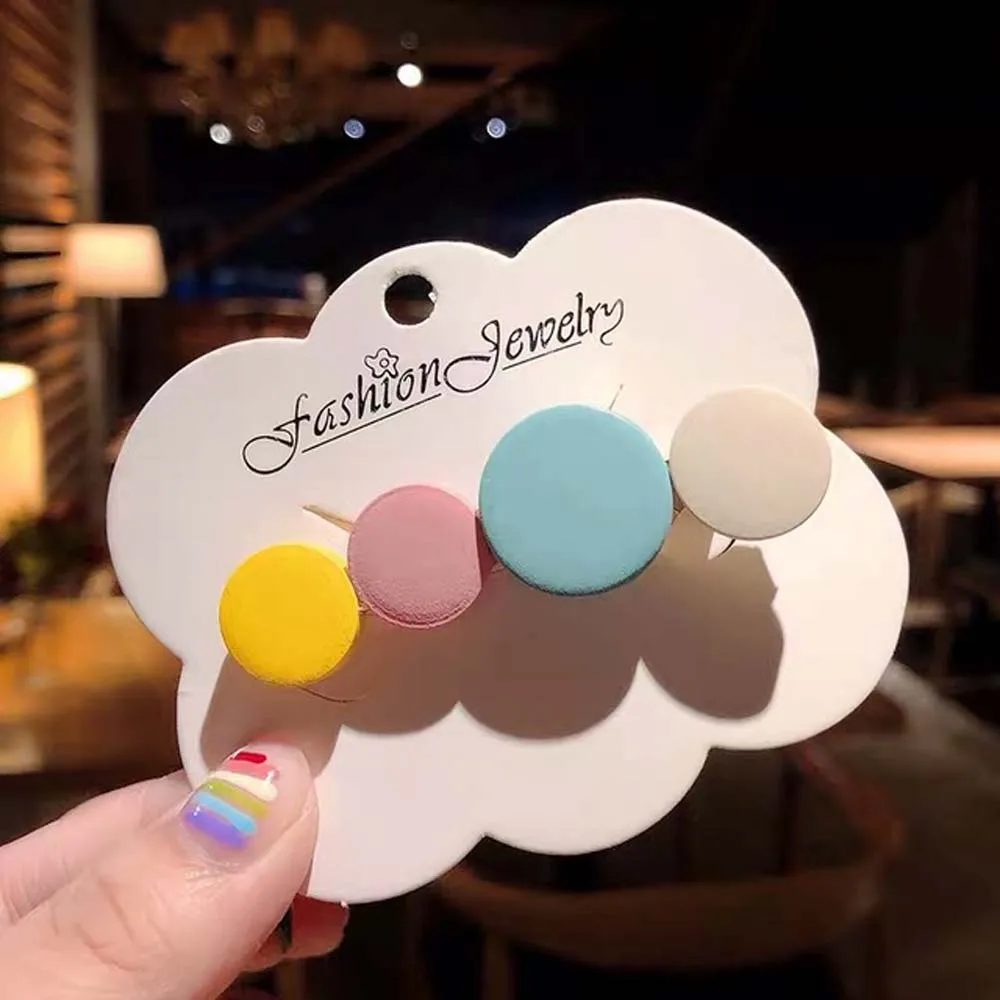 Деревянные радужные заколки для волос девочек круглые женские милые аксессуары