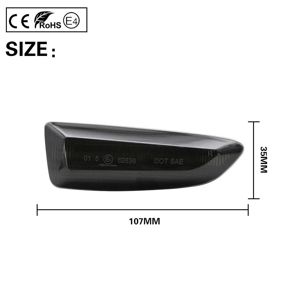 Комплект из 2 предметов дым светодиодный боковой габаритный фонарь Поворотная