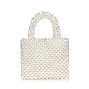 Handmade Pearl Bag Beaded Box Tote Women Party Retro Acrylic Plastic Tote Bag 2020 Summer Luxury Bra