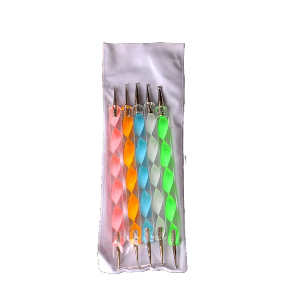 Nail Dotting Pen 5 Pcs Point Flower DIY Art Tool 3D Crystal Brush Set Drill Gel Polish Drawing | Красота и здоровье