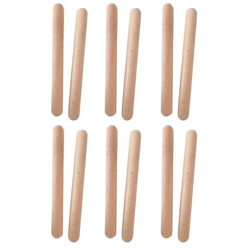 

6 Pairs Wood Claves Musical Percussion Instrument Rhythm Sticks Percussion Rhythm Sticks Children Musical Toy