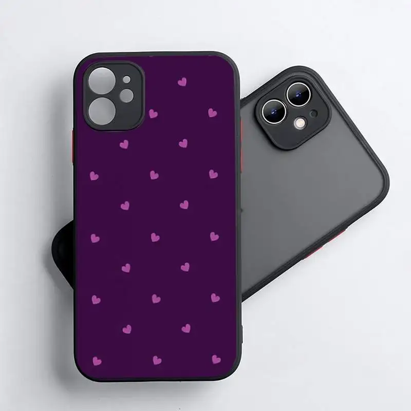 

Polka Dot Striped Heart Phone Case Matte Transparent for iPhone 7 8 11 12 s mini pro X XS XR MAX Plus coque