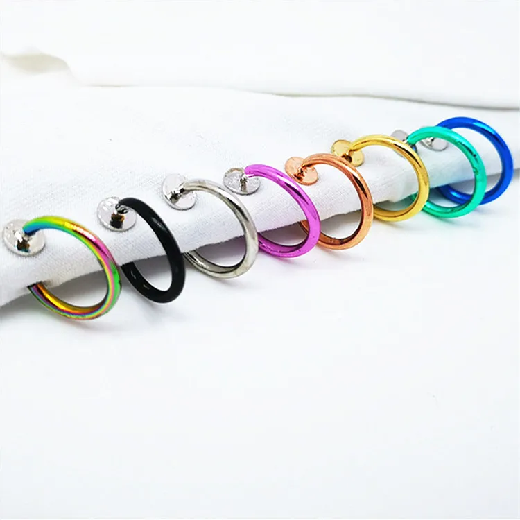 

Fashion Multi Colors Clip on Nose Lip Ear Fake Stud Earrings Punk Goth Septum False Hoop Navel Body Piercing Jewelry