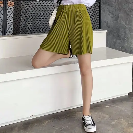 

Summer Wide-Leg Shorts Women'S Thin High Waist 2021 New Ins Korean Version Of The Folding Loose Loose Casual Shorts Women