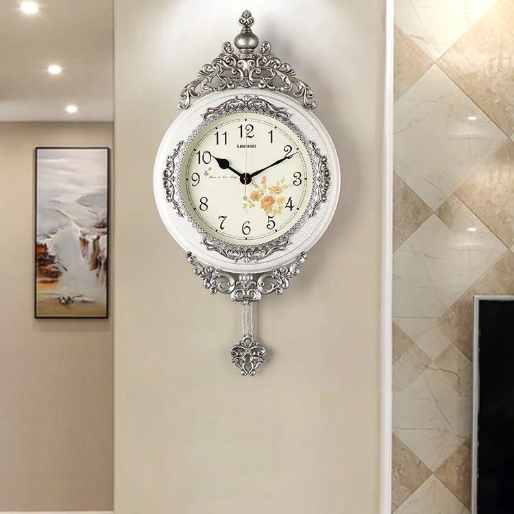 

Vintage Design Wall Clock European Large Pendulum Unique Rustic Wall Clock Silent Plastic Orologio Da Parete Room Decor DM50WC