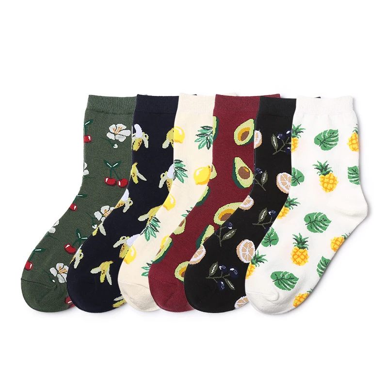 

Cotton Fox Funny Men Women Sports Socks Friut Printing Fashion Women Pattern Art Unisex Harajuku New Hot Banana Middle Socks