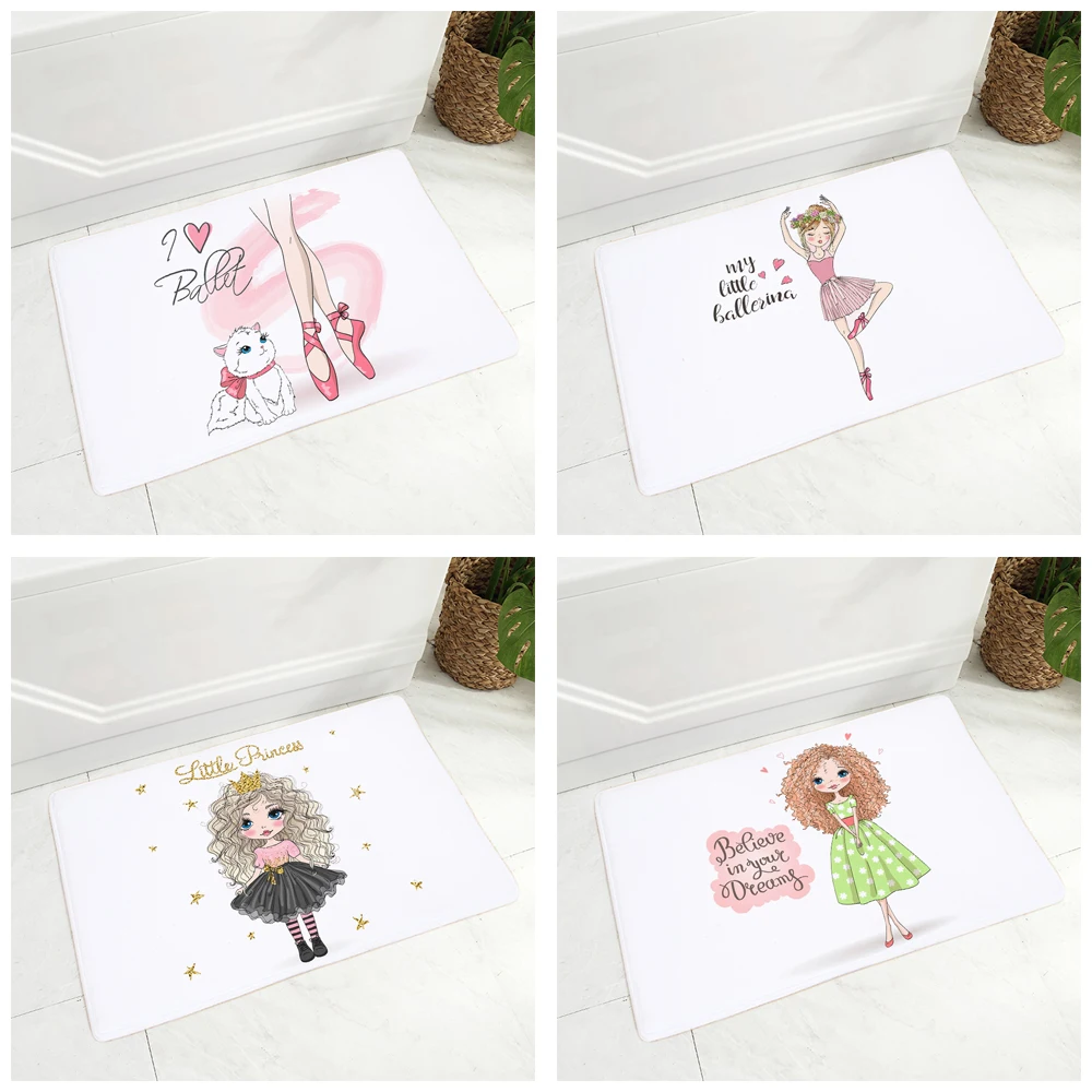 Милый балетный напольный коврик для девочек нескользящий декоративный детской