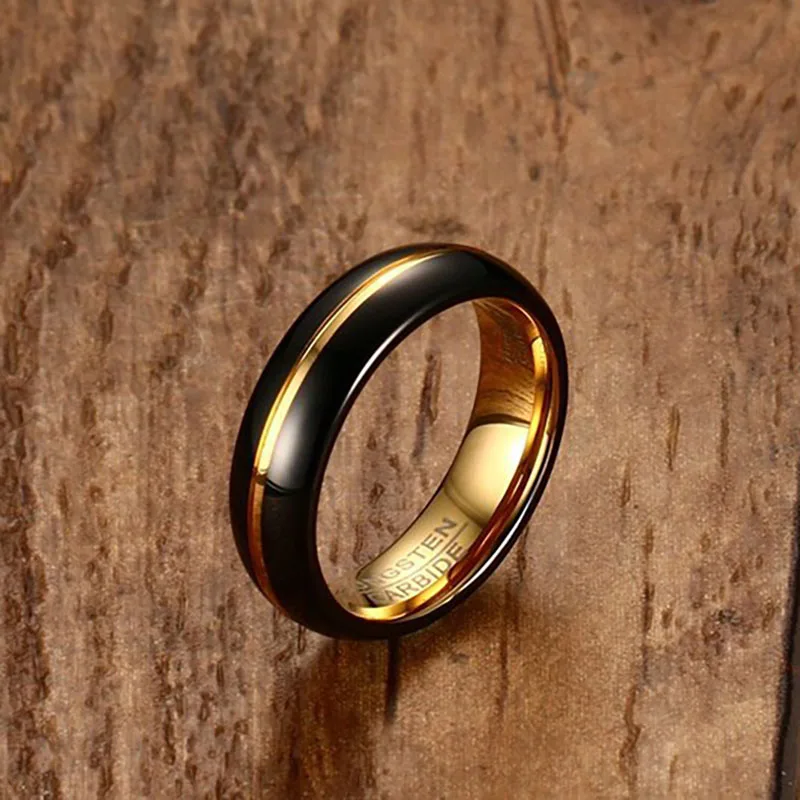 2020 Hot Fashion Tungsten Carbide rings for women Men Black Gold Color Wedding Band engagement Ring anillos mujer anillo hombre | Украшения